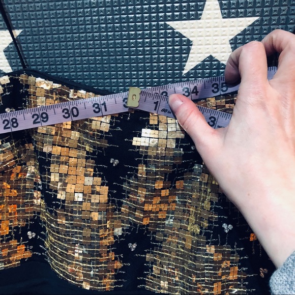 Badgely Mischka Gown. Sz 8. Black w/ gold sequins - Picture 7 of 7